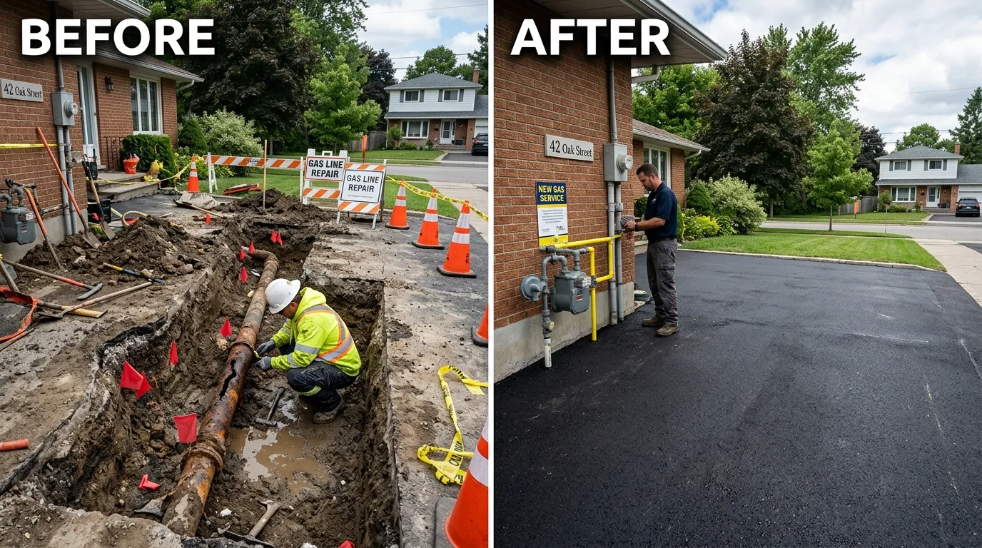 Gas line repair and replacement before and after in Aurora CO by Centennial Auro Plumbing