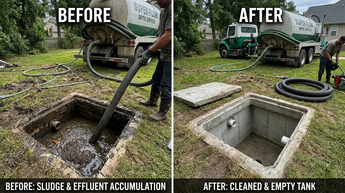 Before and after septic tank cleaning and pumping by Centennial Auro Plumbing in Aurora, CO